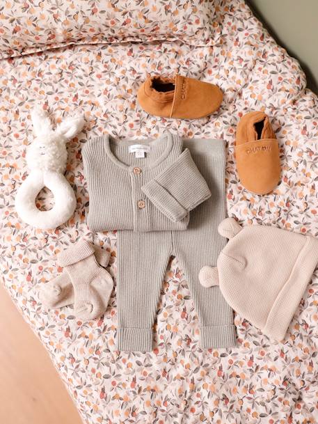 Baby body, leggings and scarf set sage green 