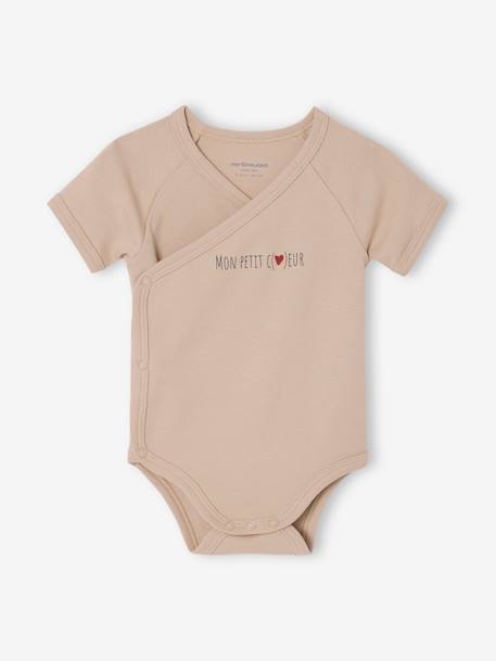 Pack of 3 short-sleeved baby bodysuits 'my little heart' sky blue 