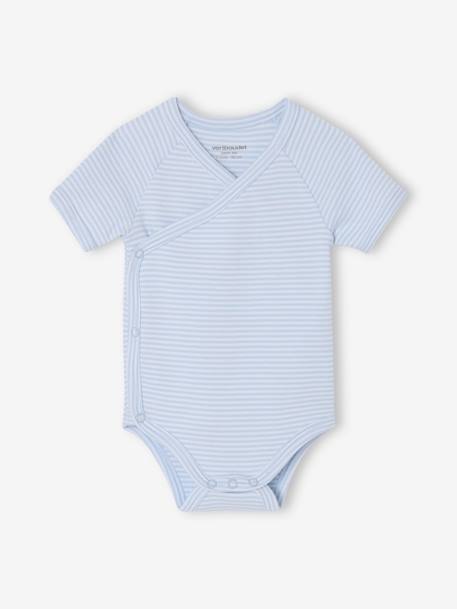 Pack of 3 short-sleeved baby bodysuits 'my little heart' sky blue 