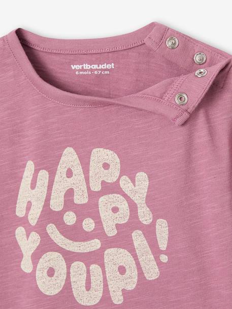 Organic cotton 'Happy Youpi' baby short-sleeved T-shirt violet 