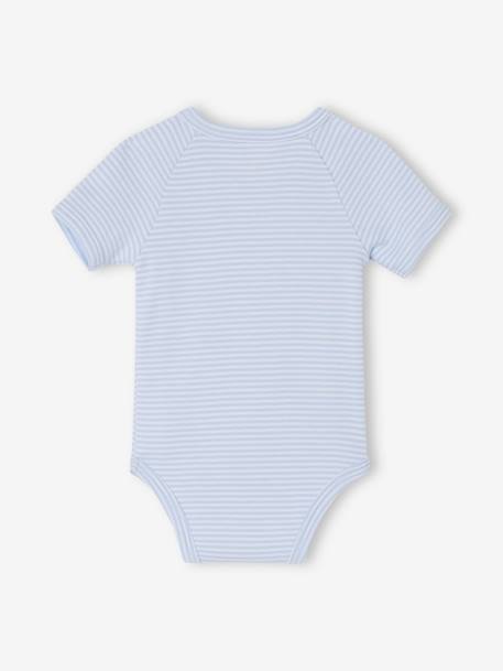 Pack of 3 short-sleeved baby bodysuits 'my little heart' sky blue 