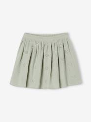 Girls-Broderie Anglaise Skirt in Cotton Gauze for Girls