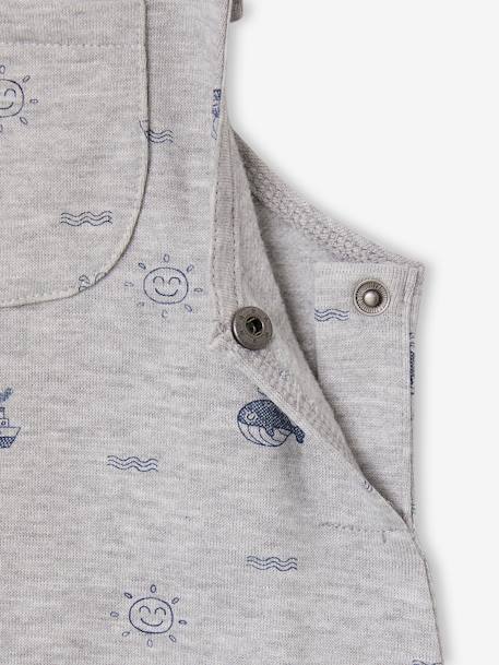 Baby fleece dungarees with nautical motifs marl grey 