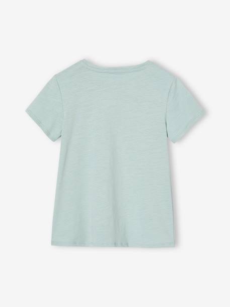 Sports T-Shirt with Iridescent Stripes for Girls aqua green+lilac+marl grey+rosy+WHITE LIGHT SOLID WITH DESIGN 