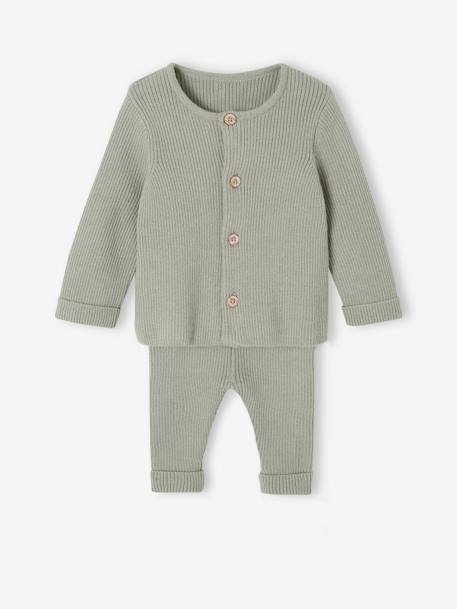 Unisex Combo: Jersey Knit Top & Trousers for Babies GREY LIGHT MIXED COLOR+sage green+slate grey+WHITE LIGHT SOLID 