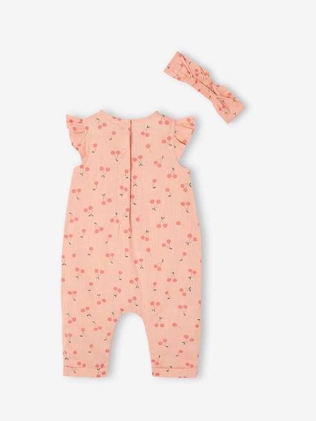 Jumpsuit + Headband Set, for Baby Girls Green/Print+navy blue+pale pink+printed pink 