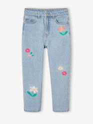 Girls' embroidered floral Mom jeans