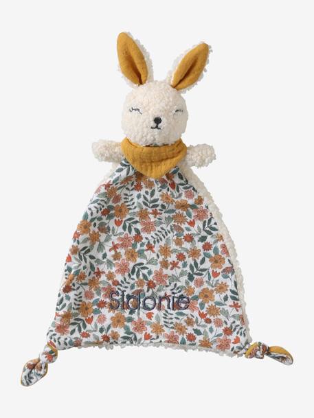 Comforter Rabbit + Rattle green+rose 