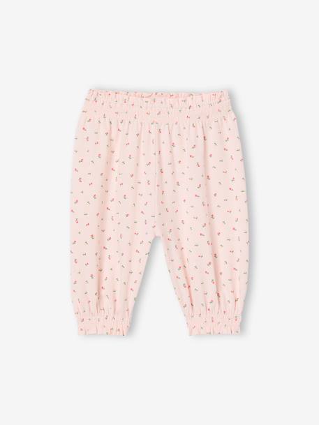 Floral print baby trousers pale pink 