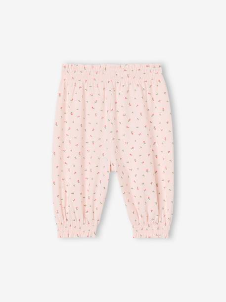 Floral print baby trousers pale pink 