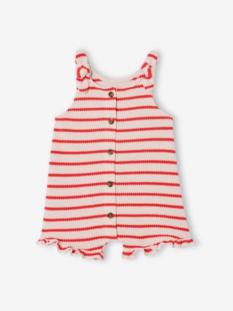 Knitted-Effect Jersey Knit Playsuit for Babies striped red 