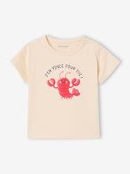 -Lobster Print T-Shirt, Press Studs on the Shoulder, for Baby Boys