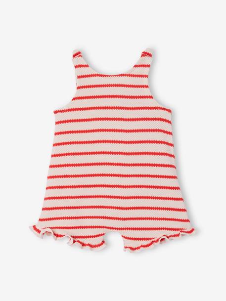 Knitted-Effect Jersey Knit Playsuit for Babies striped red 