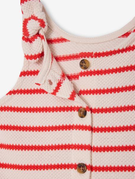 Knitted-Effect Jersey Knit Playsuit for Babies striped red 