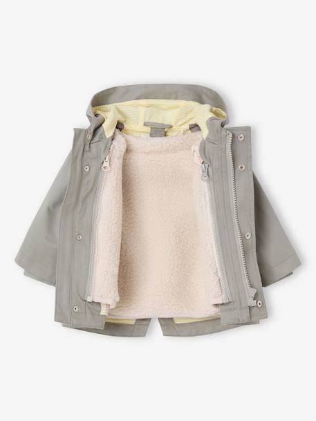 3-in-1 mid-season baby parka with detachable sherpa gilet sage green 