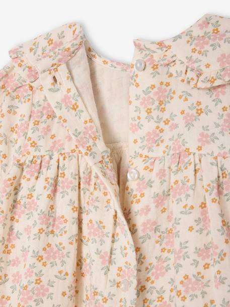 Floral Cotton Gauze Dress for Babies caramel+vanilla 