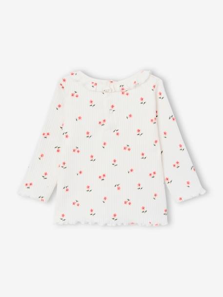 Long-sleeved baby ribbed t-shirt pale pink+sky blue 