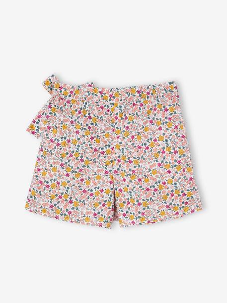 Printed Skort for Girls chambray blue+ecru+fir green+printed orange 