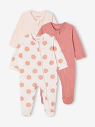 Baby-Pack of 3 BASICS Jersey Knit Sleepsuits with Zip Fastening, for Babies