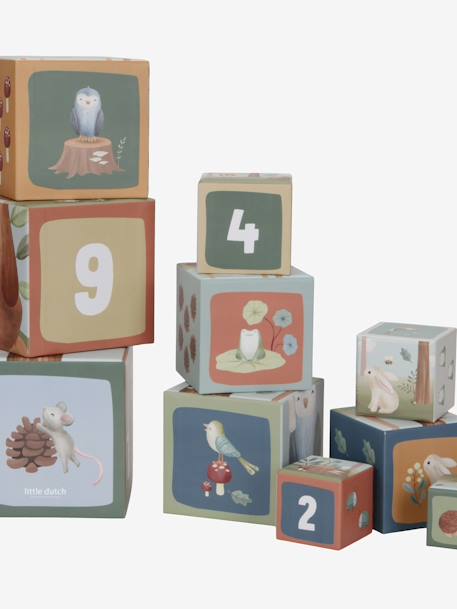 Cardboard stacking cubes - Forest Friends LITTLE DUTCH blue 