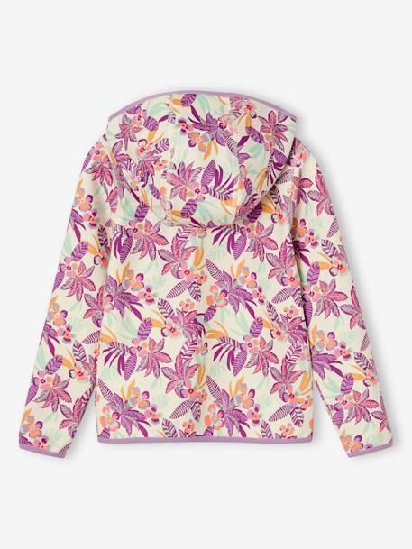 Sports Sweatshirt with Flower Print in Techno Fabric for Girls ecru+multicoloured+printed green 