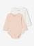 Pack of 2 long-sleeved baby bodysuits in pointelle knit pale pink 