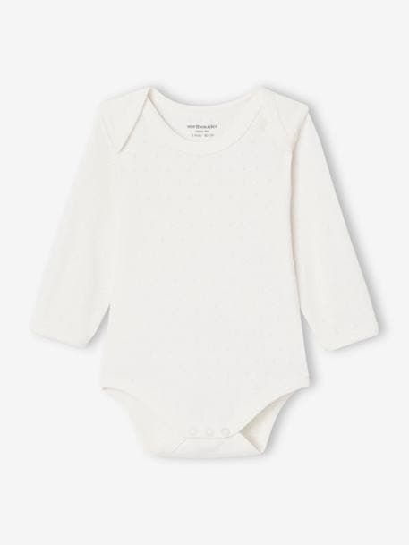 Pack of 2 long-sleeved baby bodysuits in pointelle knit pale pink 