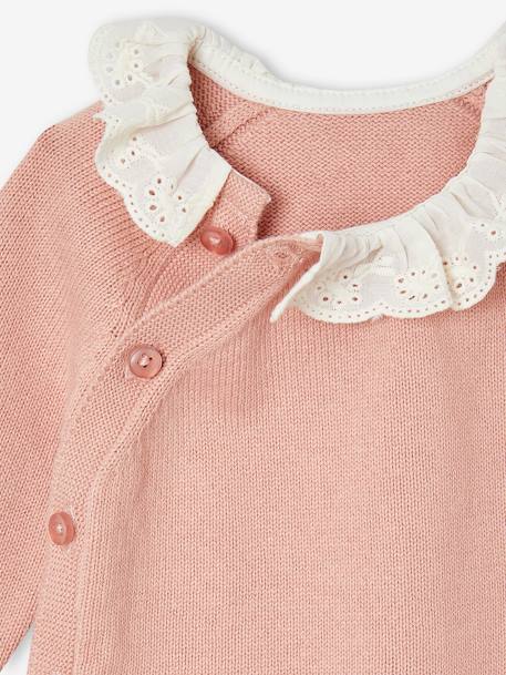 Baby knitted jumper with English embroidery collar rose 