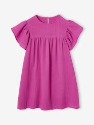 Girls-Dresses-Cotton Gauze Dress with Floral Print, for Girls