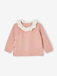 Baby-Baby knitted jumper with English embroidery collar