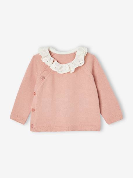 Baby knitted jumper with English embroidery collar rose 