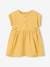 Dress in Cotton Gauze for Babies GREEN MEDIUM SOLID+ochre 