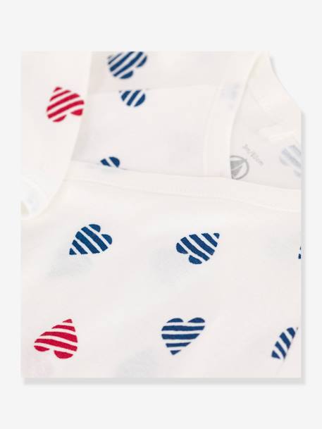 Striped Heart Cotton Pyjamas for Babies, PETIT BATEAU white 