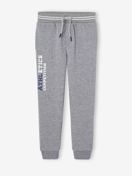 Boys' fleece jogging bottoms marl grey+navy blue 