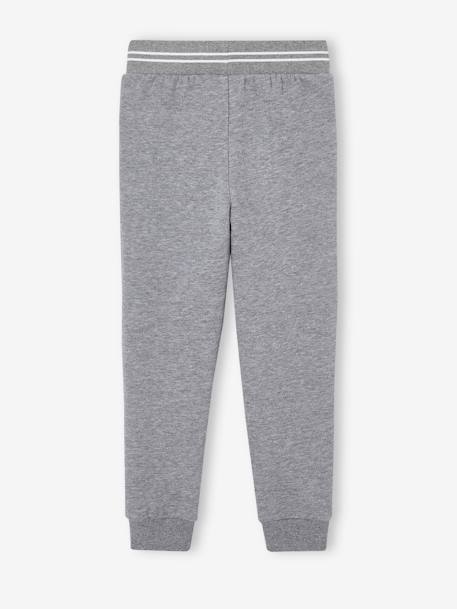 Boys' fleece jogging bottoms marl grey+navy blue 