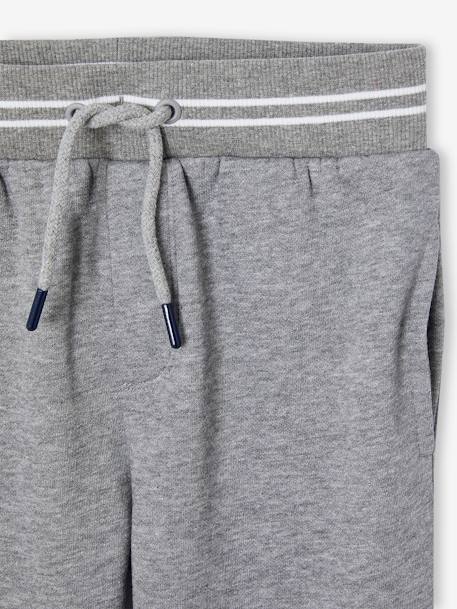 Boys' fleece jogging bottoms marl grey+navy blue 