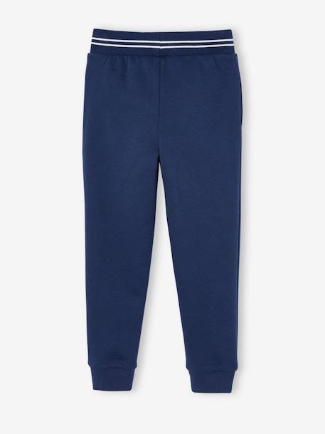 Boys' fleece jogging bottoms marl grey+navy blue 