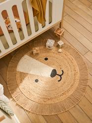 Bedding & Decor-Round jute rug with a lion design