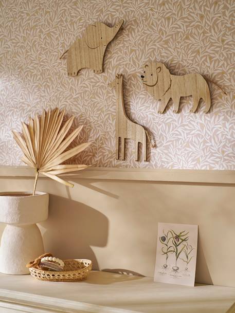 Set of 3 jungle animal wall decorations beige 