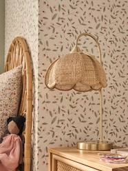 Bedding & Decor-Rattan flower table lamp with brass base