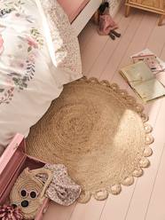 -Jute round rug with a scalloped edge