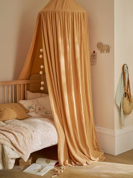 Bed Canopy in Cotton Gauze, EAU DE ROSE Theme cinnamon+Light Pink+sage green+sand beige 