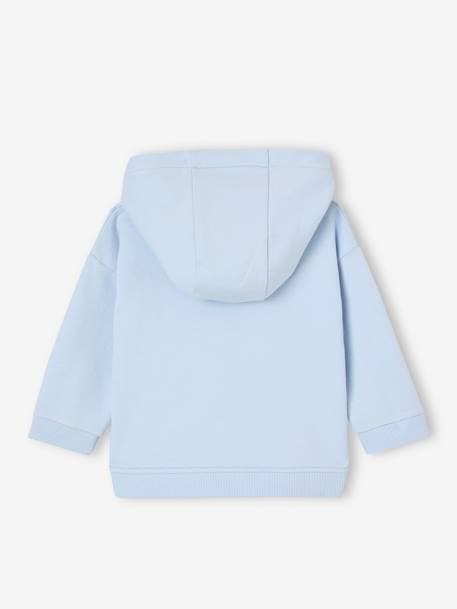 Zipped Jacket with Hood for Babies ecru+sky blue 