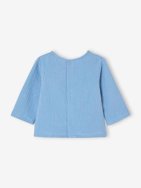 Baby shirt in cotton gauze pale blue 