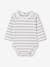 Long-sleeved baby bodysuit with poplin collar ecru 