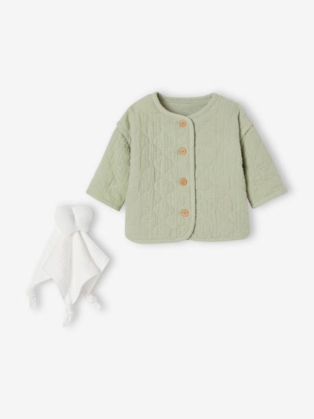 Baby quilted jacket and comforter set sage green 