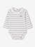 Long-sleeved baby bodysuit with poplin collar ecru 