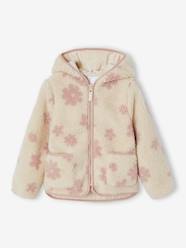 Girls-Girls' floral pop hooded sherpa jacket