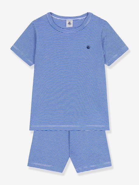 Striped Short Pyjamas for Children, PETIT BATEAU blue 