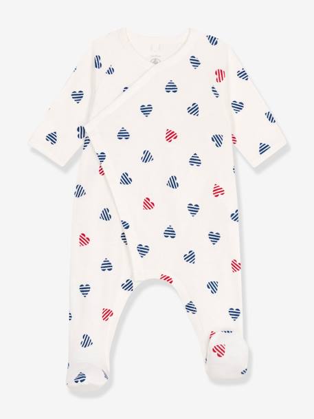 Striped Heart Cotton Pyjamas for Babies, PETIT BATEAU white 